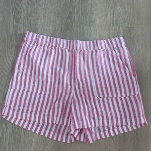 J. Crew Pink and White Striped Bermudas